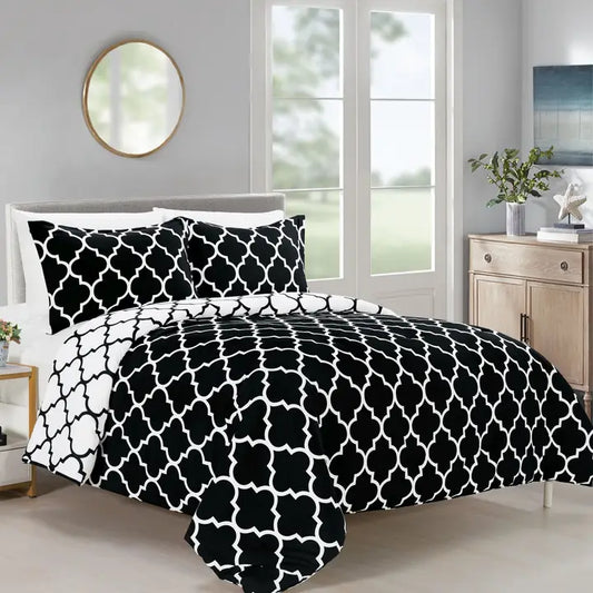 Elegant Comfort 3-Piece Moroccan Trellis Reversible Comforter Set