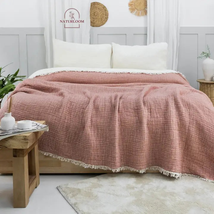 6 Layer Organic Gots Certified Muslin Quilt - Natural Comfort, Breathable & Cozy Year Round