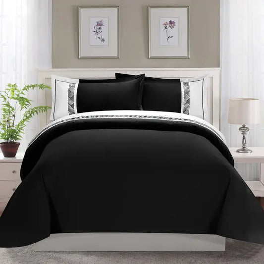 Elegant Comfort 3-Piece Greek Embroidered Duvet Cover Set