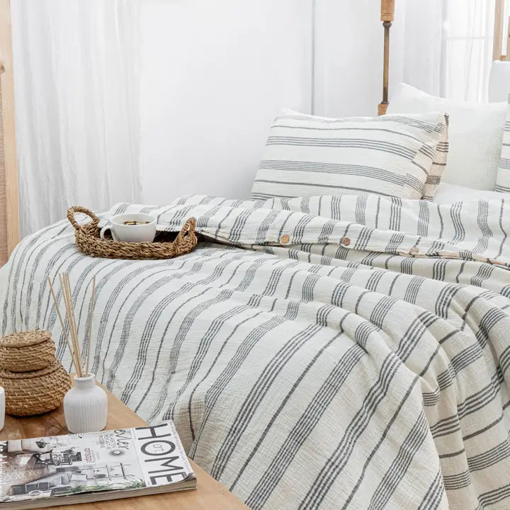 Gots Certified Muslin Duvet Cover Set Anthracite Grey