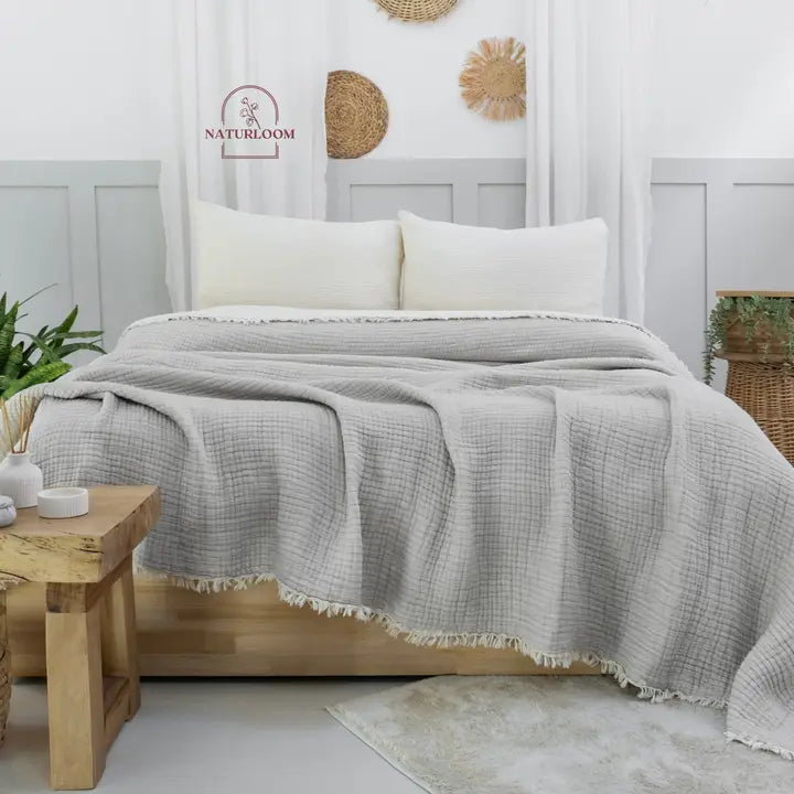 6 Layer Organic Gots Certified Muslin Quilt - Natural Comfort, Breathable & Cozy Year Round