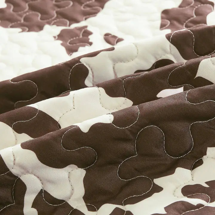 Rustic Cowhide Brown Cow Skull Quilt Set - 5 Piece Set