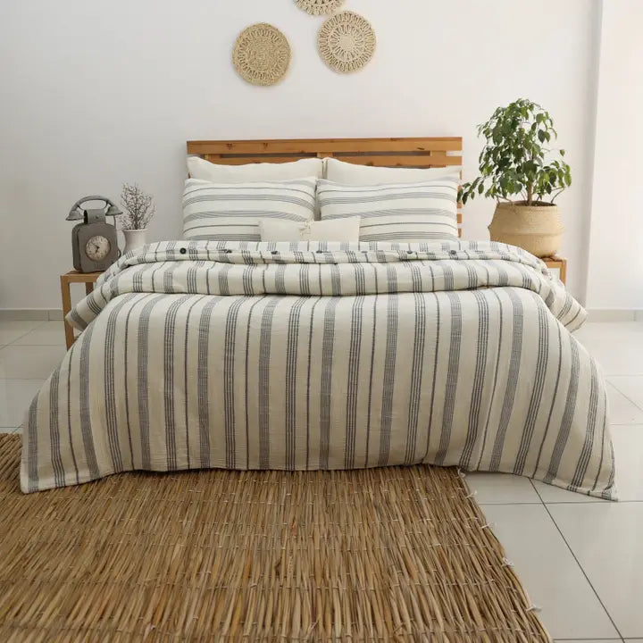 Gots Certified Muslin Duvet Cover Set Anthracite Grey