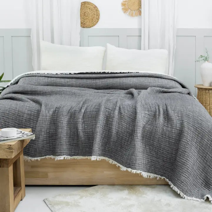 6 Layer Organic Gots Certified Muslin Quilt - Natural Comfort, Breathable & Cozy Year Round