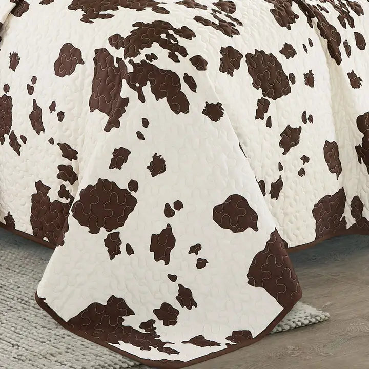 Rustic Cowhide Brown Cow Skull Quilt Set - 5 Piece Set