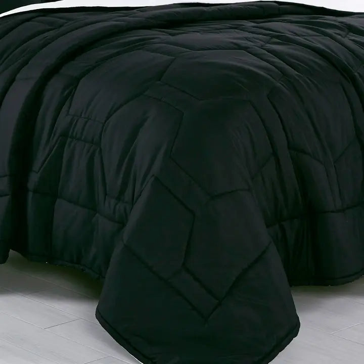 Reversible Modern Black White Quilt Set